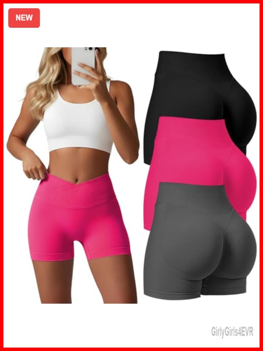3 Pack Women's Seamless High Waist Biker Shorts Butt Lifting Gym Yoga